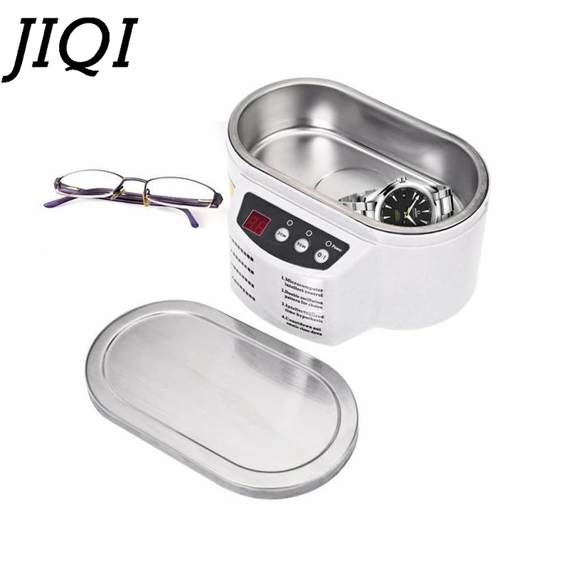 Jiqi Mini Ultra Sonic Pulitore Bagno Doppia Alimentazione Gioielli Occhiali Circuito Protesi Ad Ultrasuoni Sonic Onda Macchina Di Lavaggio Di Pulizia