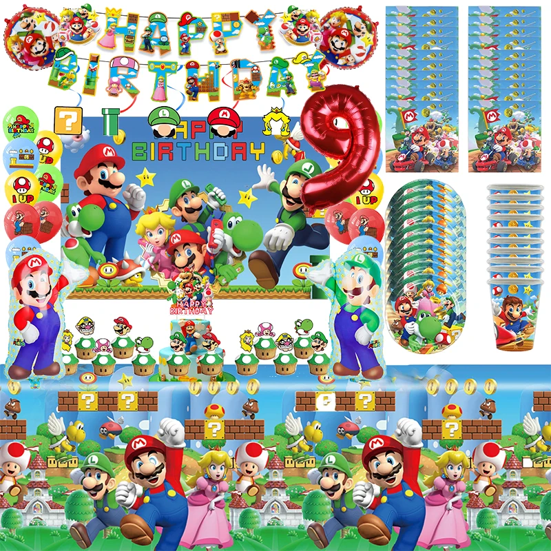 Takara Game Super Mario Birthday Party Decoration Mario Balloon Banner Sfondo Super Brother Party Supplies Baby Shower