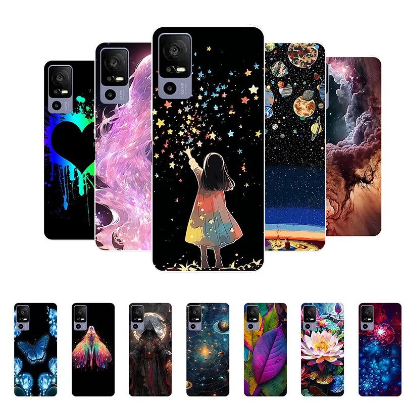 Custodia Per Tcl 40R T771K Cover Tcl 40R 5G Custodia In Silicone Soft Fashion Girl Flower Cover Posteriore Per Custodie Per Telefono Tcl40R 40 R 5G