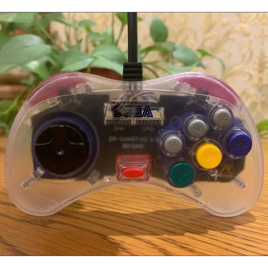1 Pz Sega Saturn Controller Gamepad Cablato Trasparente 6 Pulsanti Per Interfaccia Snk Db15 Saturn Console