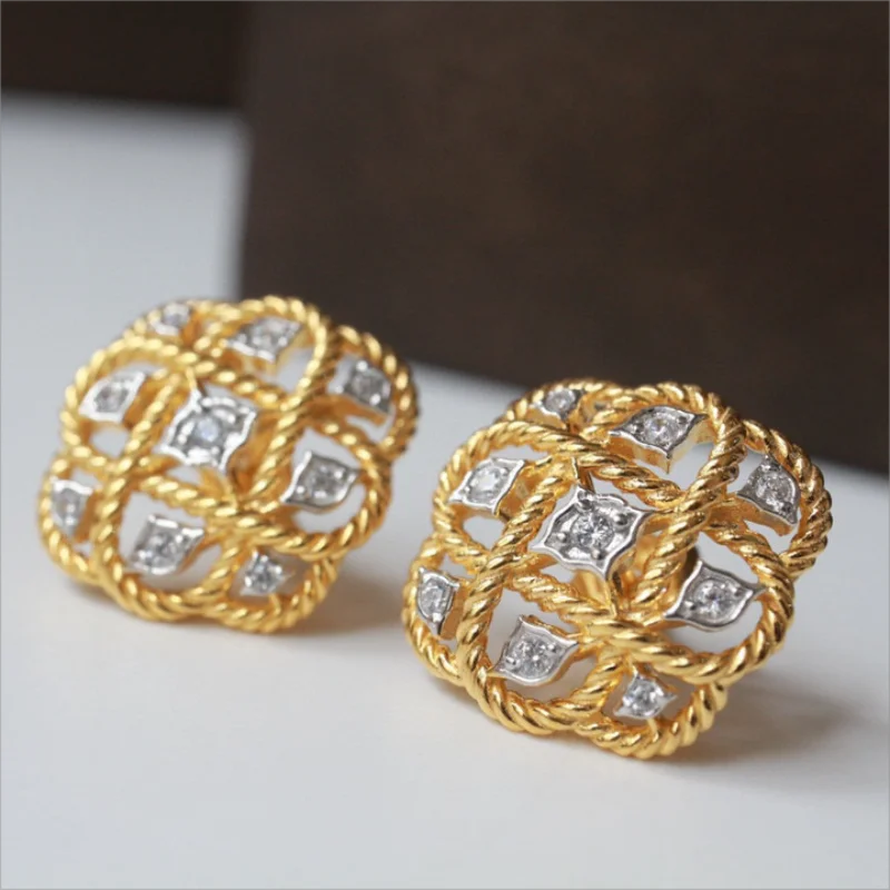 Zoca 925 Sterling Silver Italy Style Calcedonio Hand Craft Luxury Designer Jewelry Orecchini A Bottone Per Le Donne