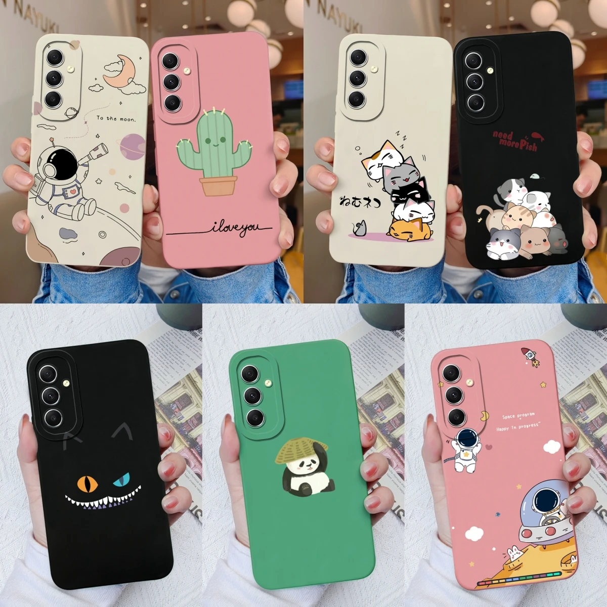 Per Samsung A32 A33 A34 Custodia Lovely Astronaut Cactus Silicone Liquido Antiscivolo Antiurto Per Samsung Galaxy A 32 A 33 A 34 Funda