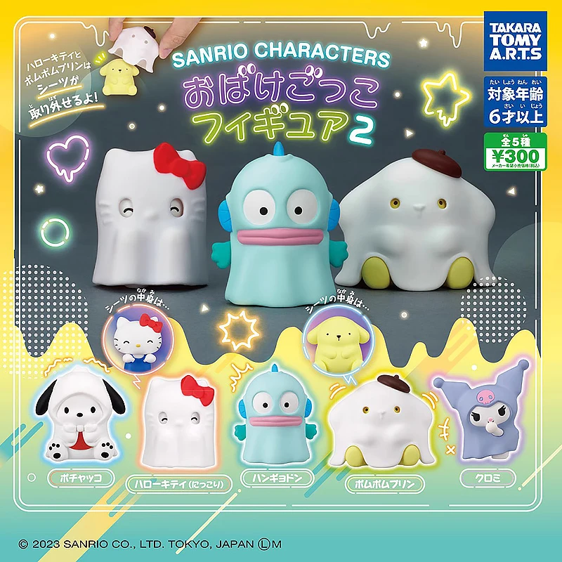 5 Pz/Set Genuine Takara Tomy Sanrioed Halloween Ghost Shapes 2 Hellokittys Cinnamoroll Kuromi Gashapon Figure Model Toys Gift