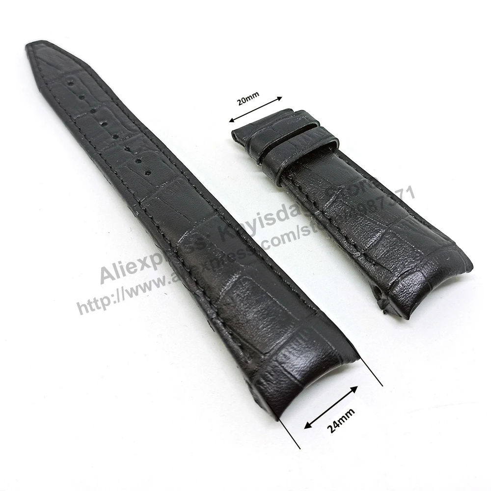 Seiko Astron 7X52-0Ab0 - Sast009 , Sast011 , Sbx009 , Sbx011 Adatto Con Cinturino Di Ricambio In Vera Pelle Nera Da 24Mm