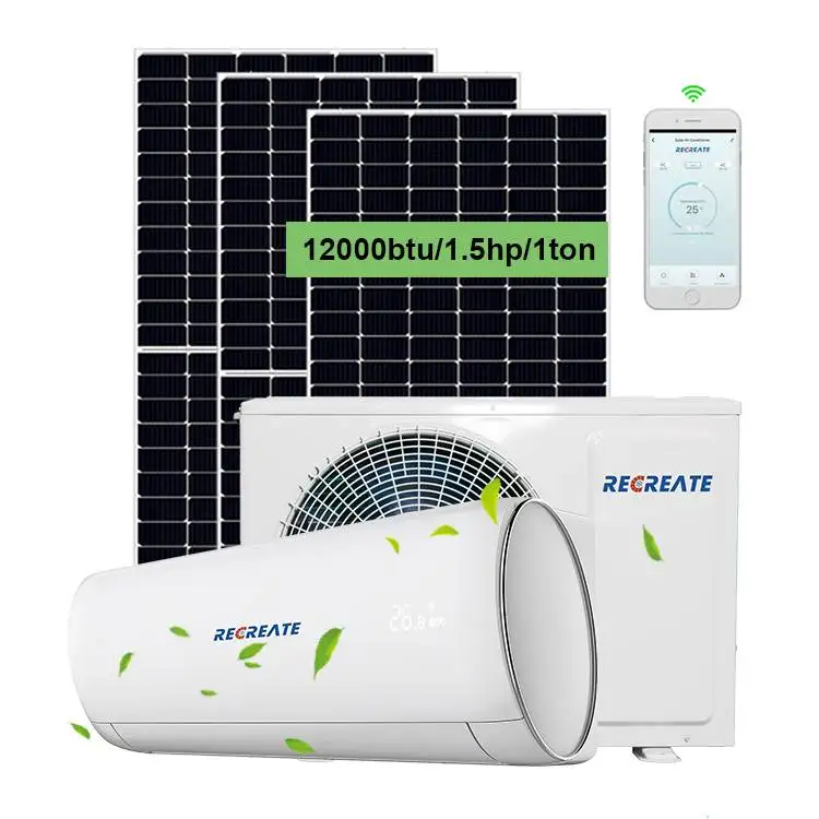 Condizionatore D'Aria Verde Più Venduto Pannello Energetico 12000 Btu Condizionatore D'Aria Solare Ibrido Ac Dc Per La Casa