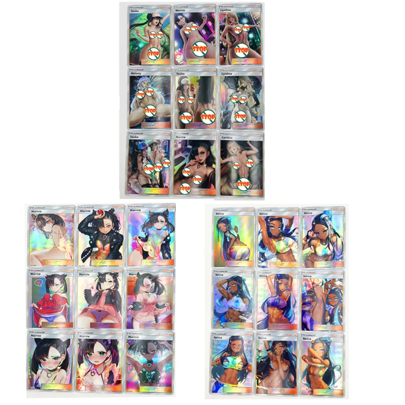 Anime 9 Pz/Set Pokemon Girl Trainer Flash Card Sexy Kawaii Beautiful Girls Game Rare Card Anime Collection Card Gift For Friends