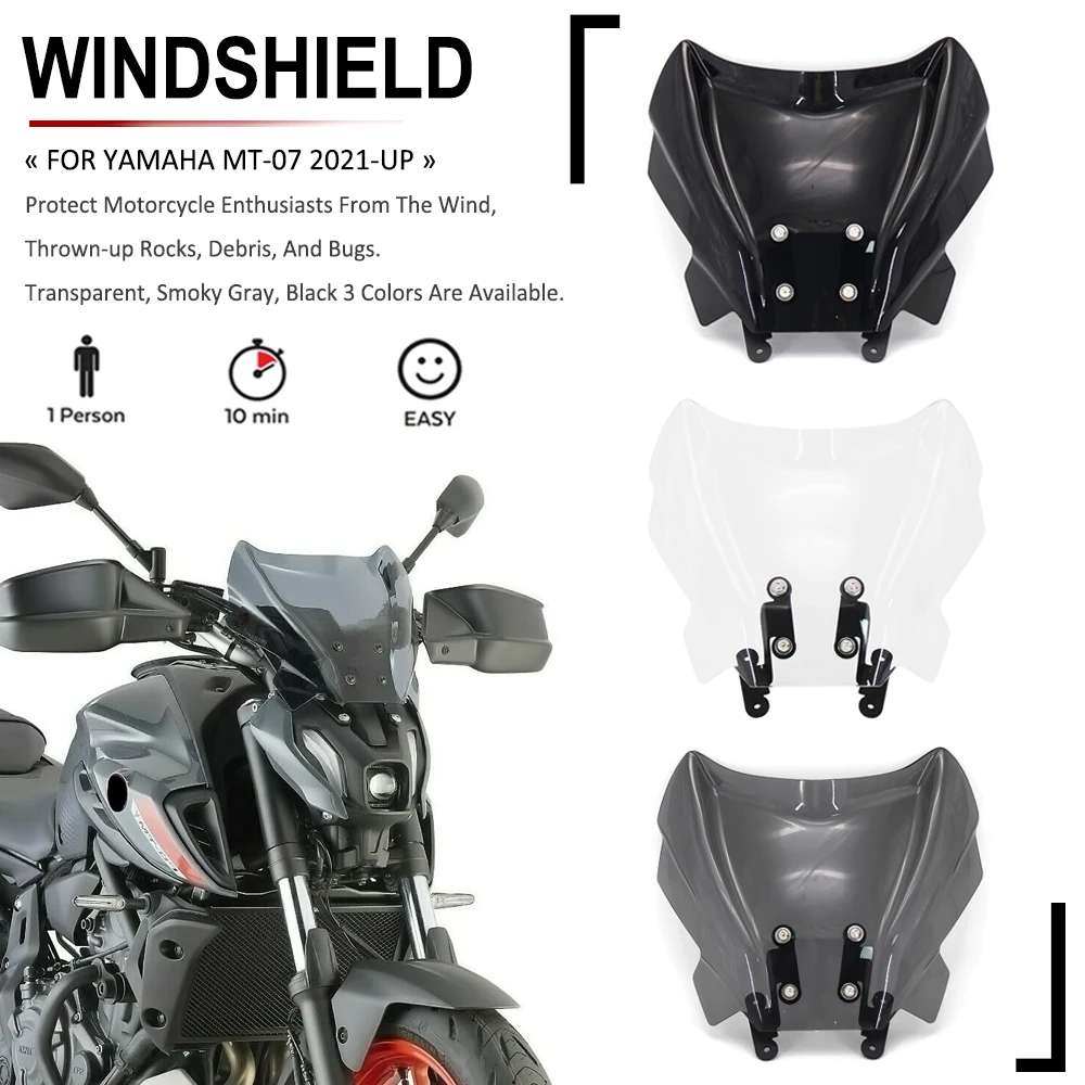 Mt-07 2021-Nuovi Accessori Moto Parabrezza Fly Screen Piccolo Parabrezza Carenatura Parabrezza Deflettore Per Yamaha Mt07 2022