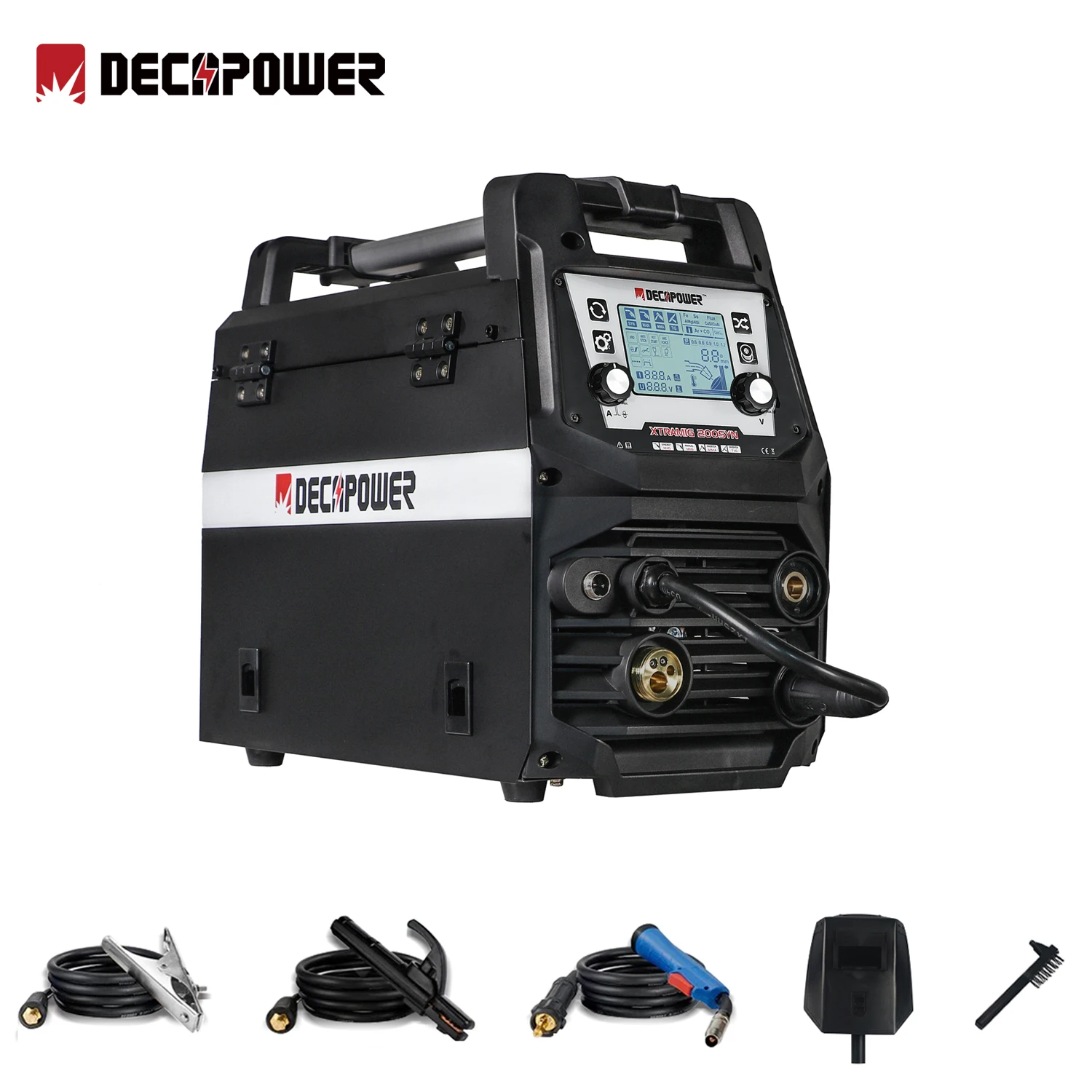 Decapower Xtramig 200A Semiautomatico Synergy Mag Mma Flux Tig Mig Gas No Gas Saldatore 4 In 1 Saldatrice Multifunzione