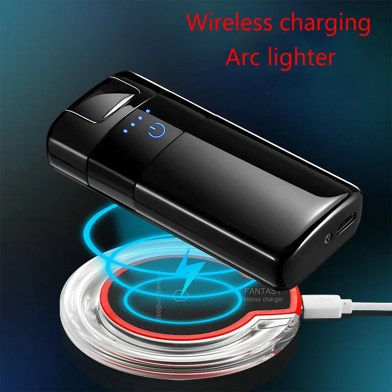 Smart Wireless Charging Laser Induction Electric Usb Lighter Metal Outdoor Antivento Pulse Plasma Double Arc Lighter Regalo Da Uomo