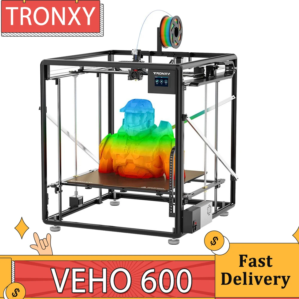 Stampante 3D Tronxy Veho 600, Livellamento Automatico, Estrusore Diretto, Letto Riscaldato In Silicone, Stampa Mute, Stampa Riprendi, Touch Screen