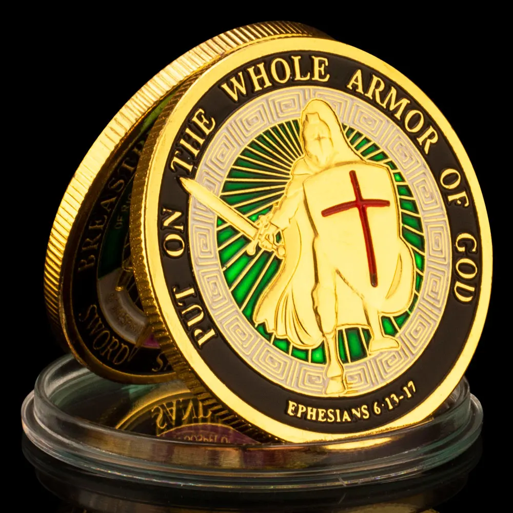 Indossa L'Intera Armatura Di Dio Sfida Commemorativa Collezione Di Monete Regalo Monete D'Oro Da Collezione Le Monete Degli Stati Uniti