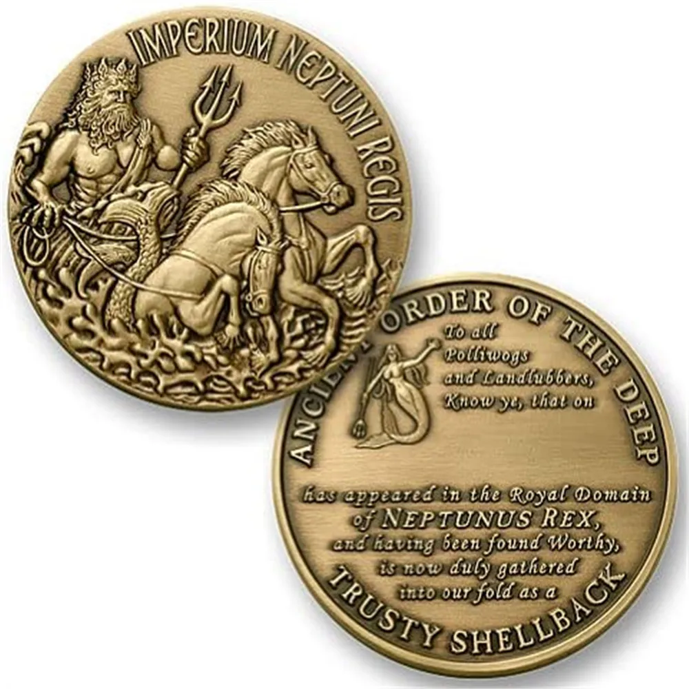 Sea King Trident Medal Bronze Coin Sailor Shipping Lucky Coin Roman Dodici God Poseidon