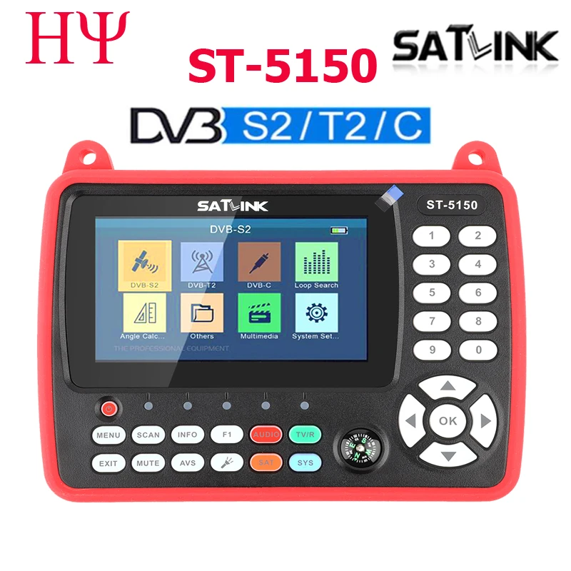 Satlink St-5150 Dvb-S2 + Dvb-C + Dvb-T2 Combo Mpeg4 Hd H.265 Satellite Finder Meter H.265 Hevc Mpeg-4 Qpsk 8Psk 16Apsk 4.3 Pollici Tf