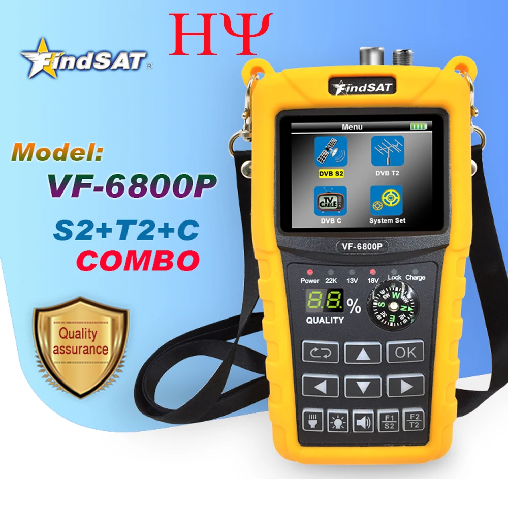 Findsat Vf-6800P Digital Satellite Finder Combo Support Dvb-T2/Dvb S2/Dvb C Sat Finder Meter Per Ricevitore Tv Satellitare Dvb