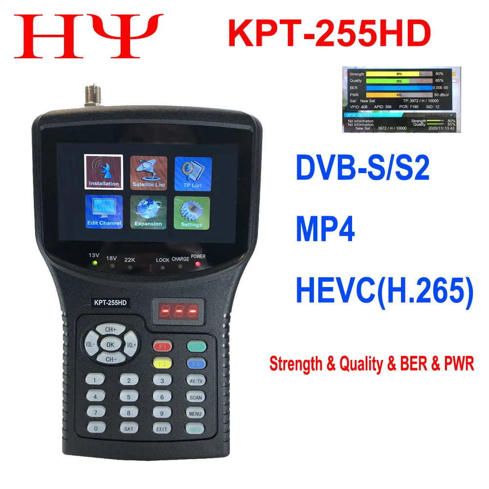 Kpt-955Hd Dvb-S2 Satellite Full Hd Digital Satellite Tv Ricevitore Finder Meter Mpeg-4 Hd Dvb-S2 + Hevc H2.65 Finder Meter