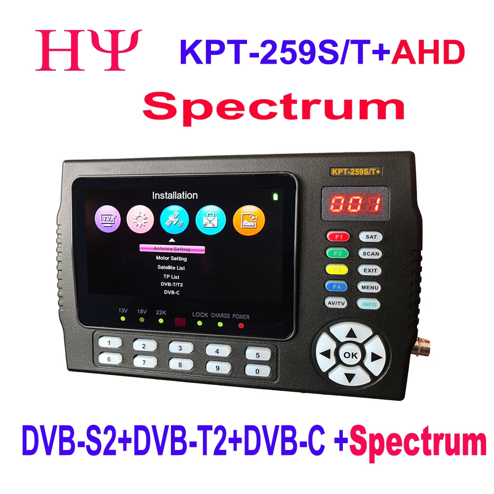 Kpt-259St + Dvb-S2 Dvb-T2 Dvb-C Misuratore Di Ricerca Satellitare Ricevitore Tv Satellitare Analisi Dello Spettro Dvb-S2 + Dvb-C + Dvb-T2 Combo Mpeg
