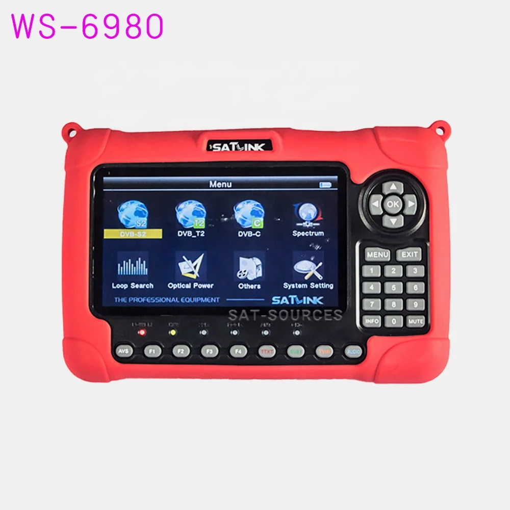Satlink Ws-6980 H.265 Combo Satellite Finder Meter Dvb-S2 Dvb-T2 Dvb-C 7 Pollici Lcd Screen Spectrum Analyzer Mepg4 Sat Finder