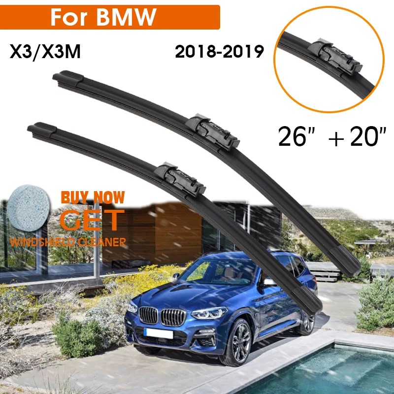 Kosoo Car Wiper Blade For Bmw X3/X3M 2018-2019 Lhd / Rhd Front Window Windshield Windscreen Wiper Blades 26" + 20"