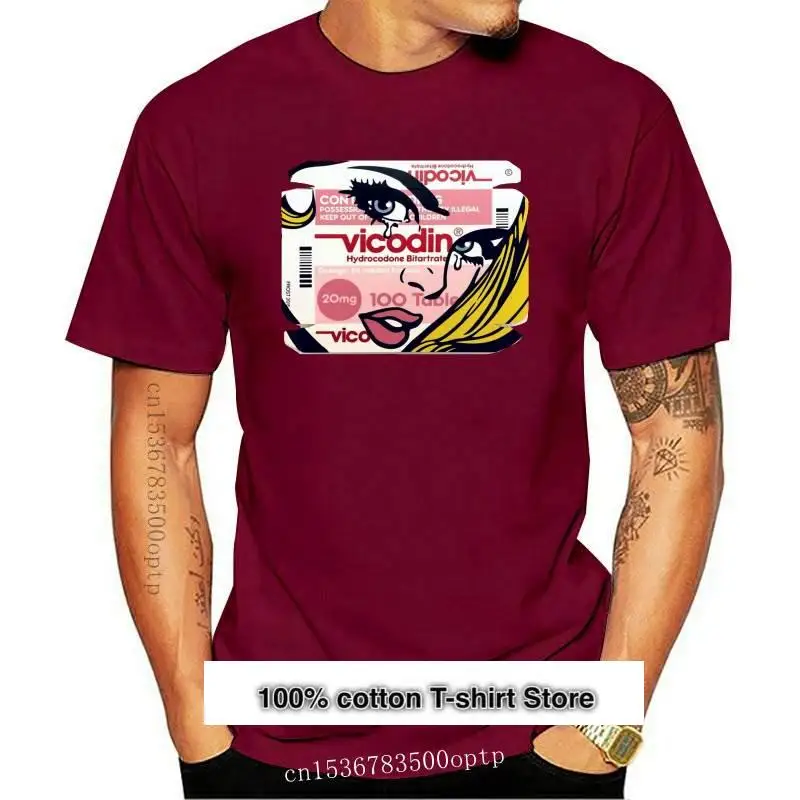 Nuovo Vicodin Xanax Oxy Lean Purple Beved Codeine Promethhazine Dmt Lsd Mdma Trip T Shirt 100% Cotone