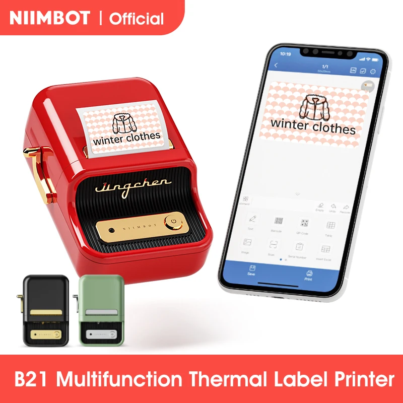 Niimbot B21 Mini Stampante Termica Wireless Barcode Label Maker Stampante Portatile Tascabile Bluetooth Per L'Home Office Commerciale