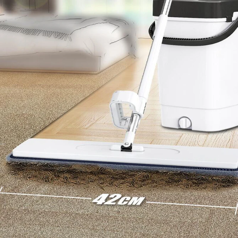 Mop Per Pavimenti Piatti Spremere Mop E Secchio Strizzatore A Mano Libera Mop Pigro Mop Per La Pulizia Del Pavimento Sostituire I Cuscinetti In Microf