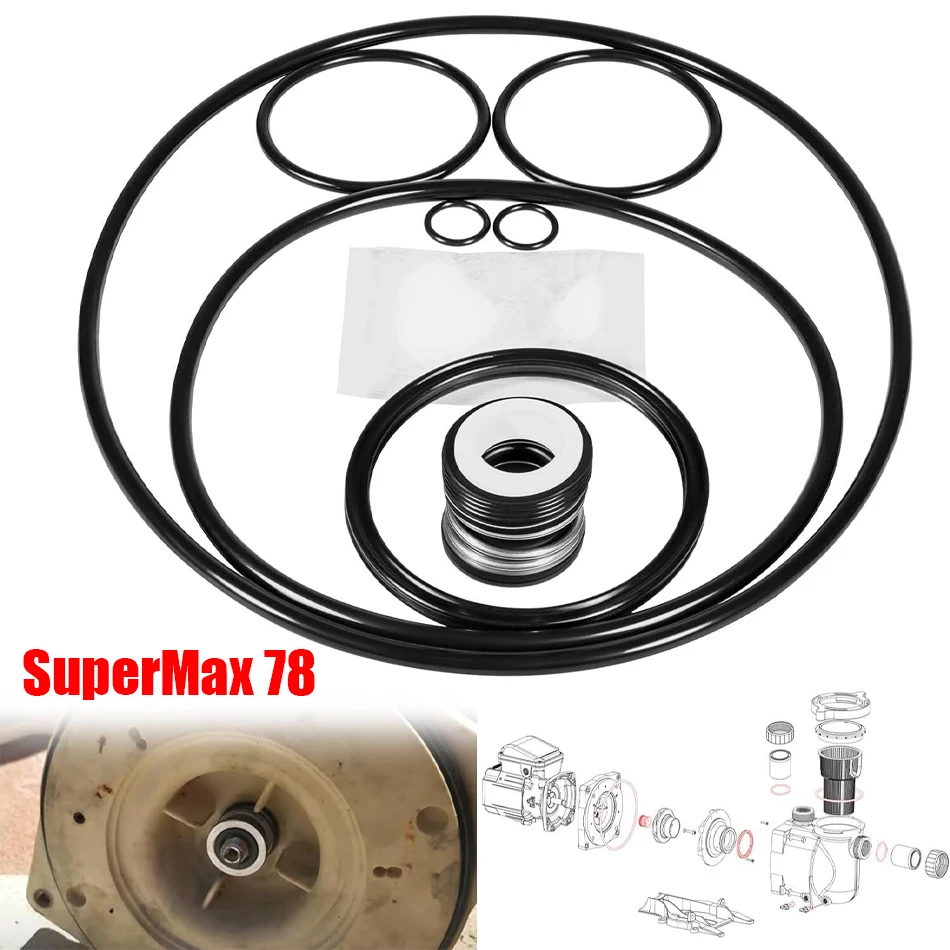 Kit Di Ricostruzione O-Ring Della Guarnizione Della Pompa Della Piscina Tml Per Kit Superflo Supermax 78, Sostituire La Guarnizione Dell'Albero Ps-200