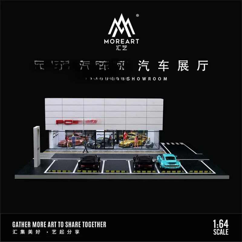 ** Pre-Ordina ** Time Micro Moreart 1:64 Por Car Showroom Lighting Diorama