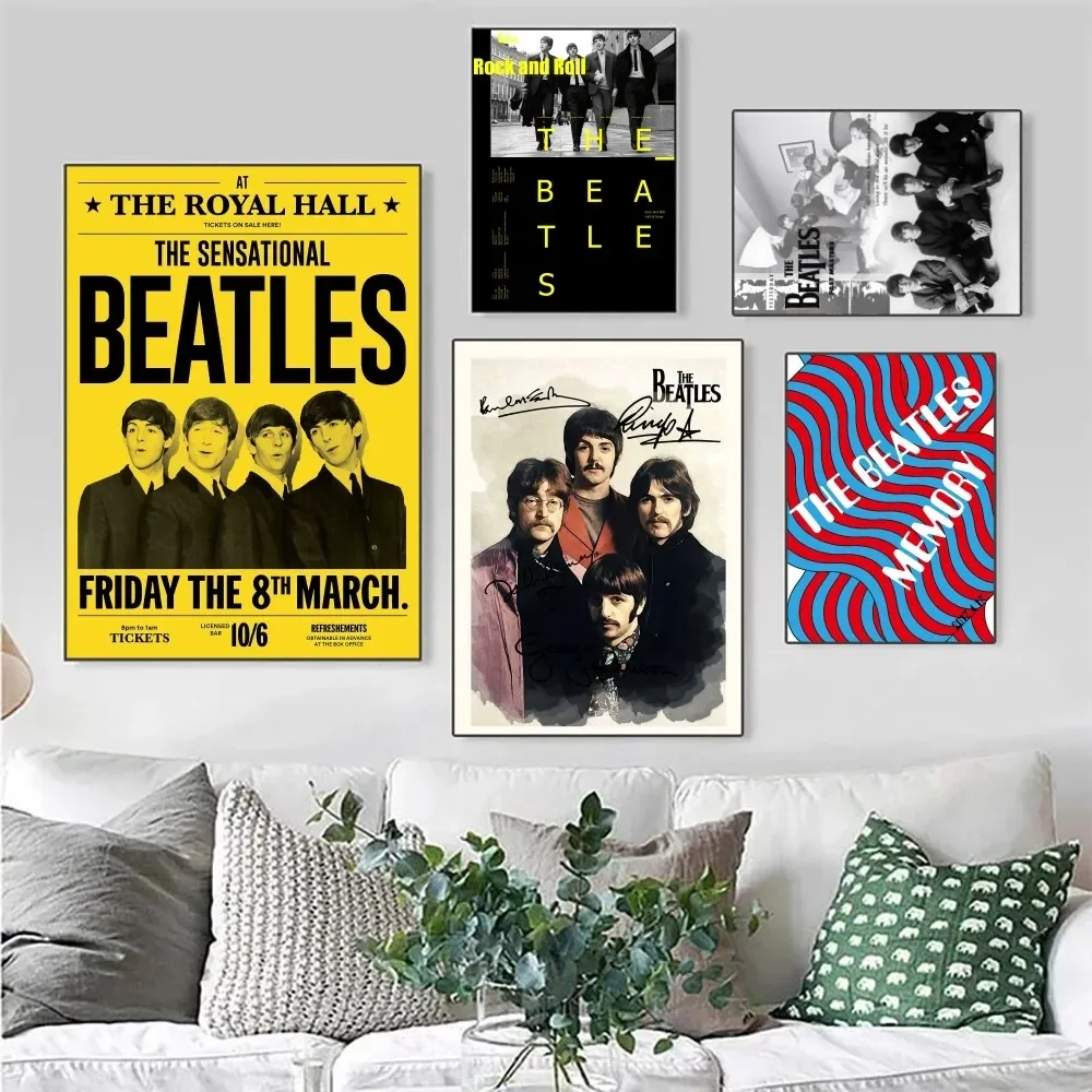 The B-Beatles Band Poster Poster Carta Kraft Vintage Poster Wall Art Painting Studio Arte Estetica Adesivi Murali Di Piccole Dimensioni
