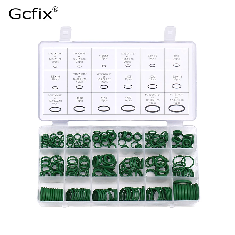 Rubber O Ring Set O-Ring Assortment Seal Kit For Automotive A/C Ac Conditioning Pipe Hydraulics Air Gas Hvac R134A R12 Green