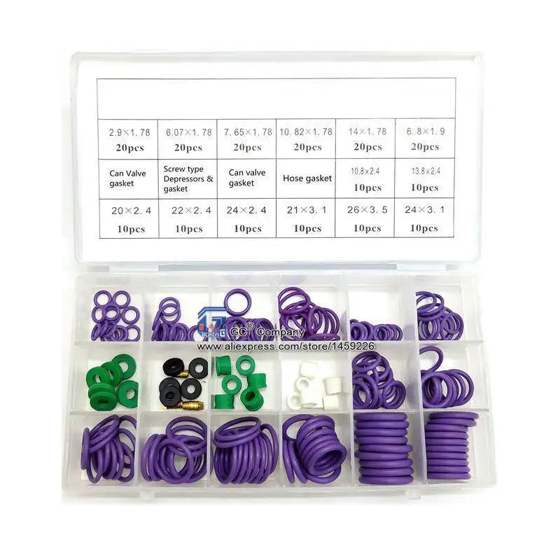 Rubber O Ring Set O-Ring Seal Assortment Repair Box For Automotive Ac Charging Hose Hydraulics Air Gas Hvac Pipe Rings