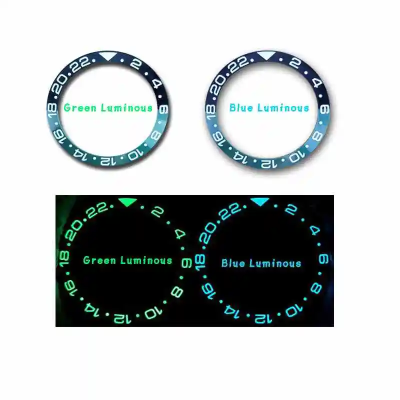 Mod 38Mm Gmt Ceramica Digitale Orologio Inclinato Lunetta Inserto Anello Bocca Verde Blu Luminoso Misura Per Rlx 116710 116713 116710 Orologio