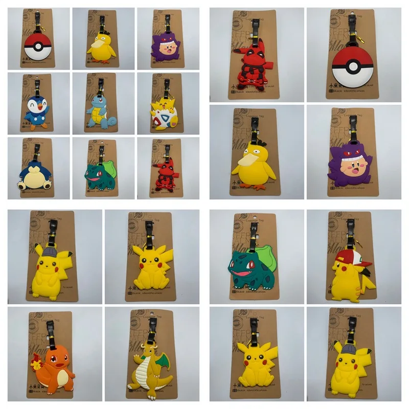 Cartoon Anime Pokemon Kawaii Pikachu Charmander Action Toy Figure Cute Bag Accessori Bagaglio Tag Valigia Ciondolo Decorazione