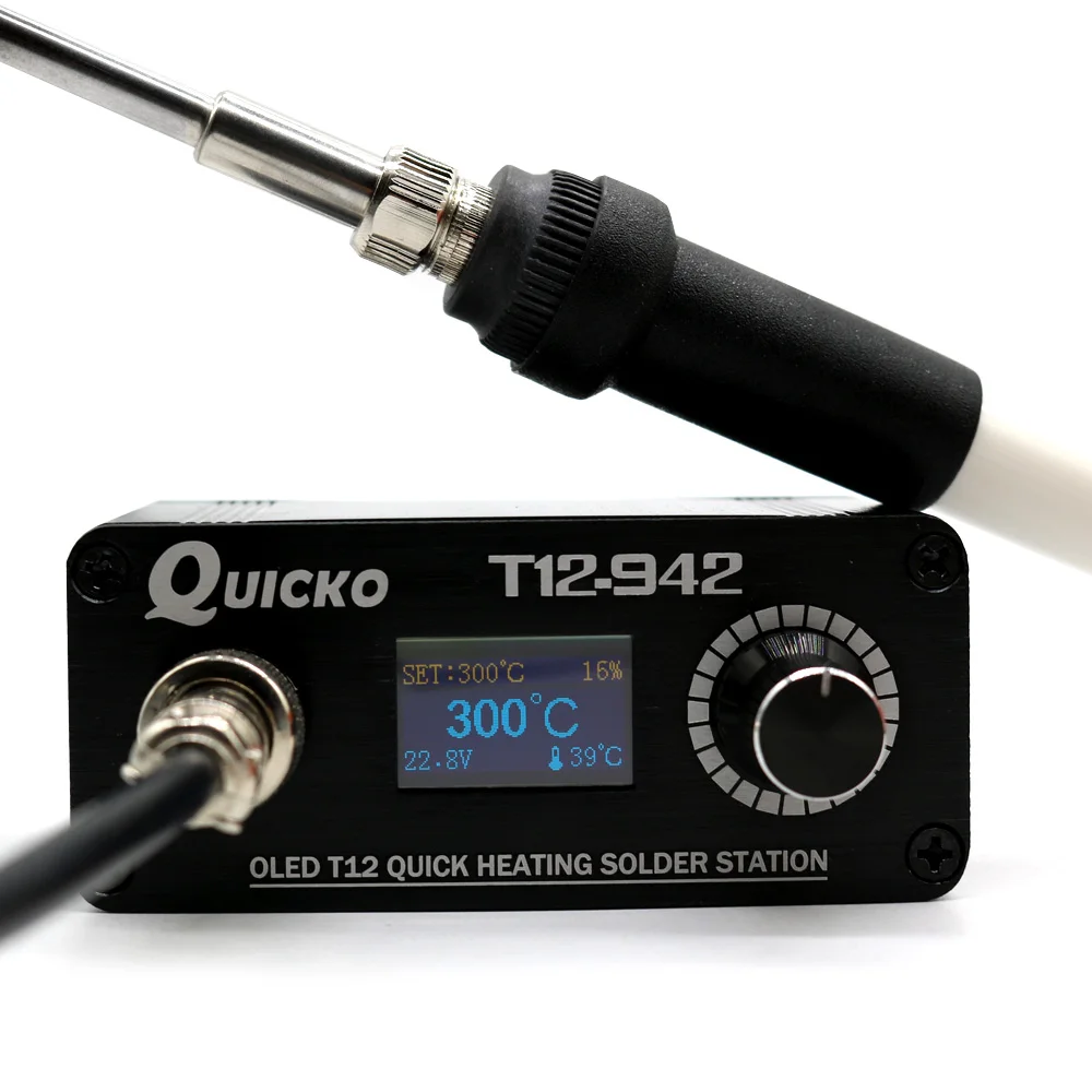 Quicko T12-942 Mini Oled Stazione Di Saldatura Digitale T12-907 Maniglia Con T12-Ils Jl02 Bl Bc1 Ku Punte Di Ferro Senza Alimentazione