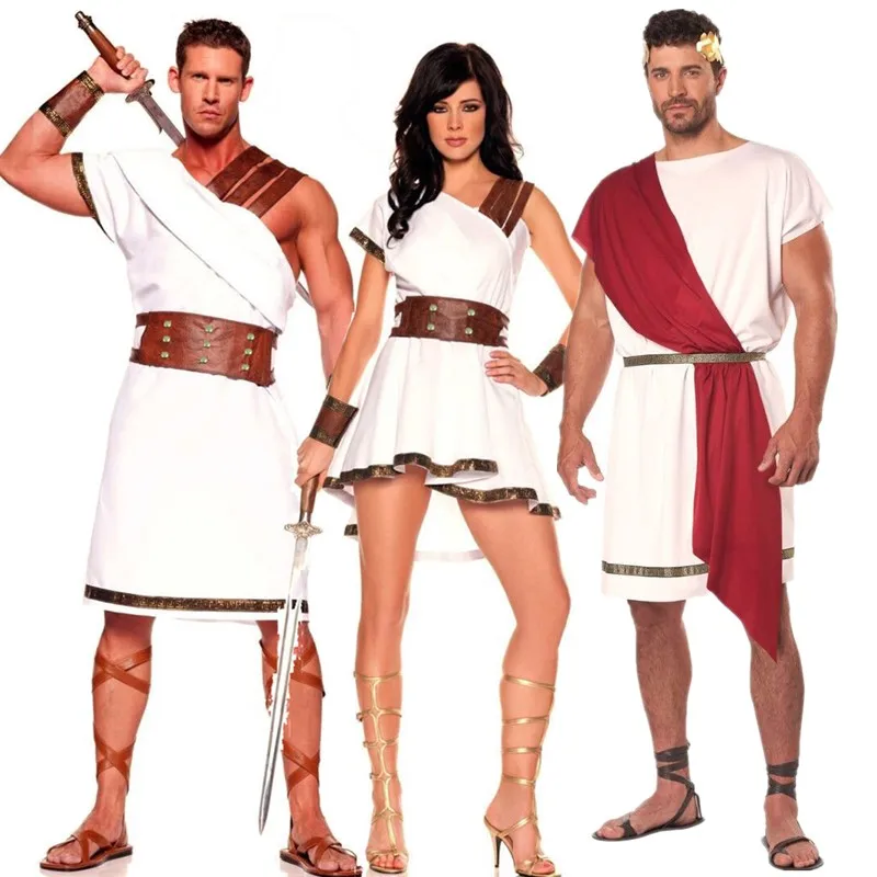 Halloween Uomo Antico Greco Toga Roma Spartan Warrior Costume Cosplay Mitologia Dio Fancy Dress