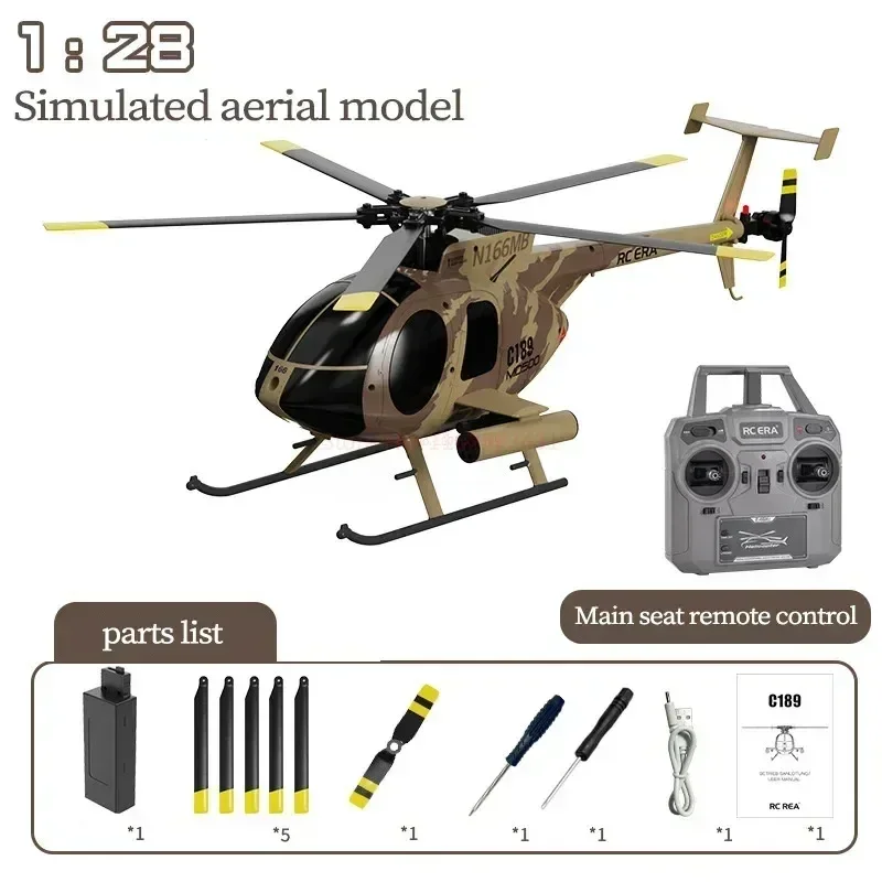 New Rc Era New 1:28 C189 Bird Rc Helicopter Zanna Md500 Dual Brushless Simulation Model 6-Axis Gyro Simulation Model Toys Gifts