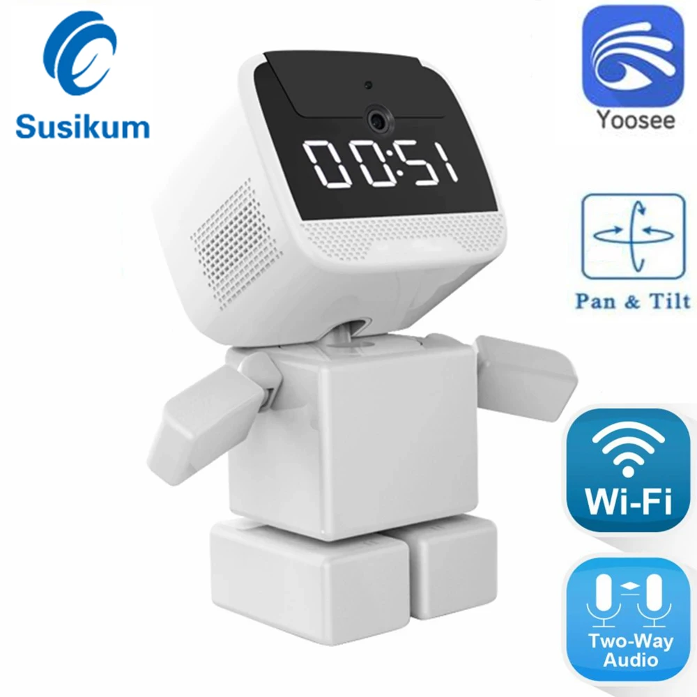Yoosee Wifi Camera 1080P Indoor Cctv Security Protection Two Ways Audio Smart Home Wireless Robot Clock Camera 2Mp