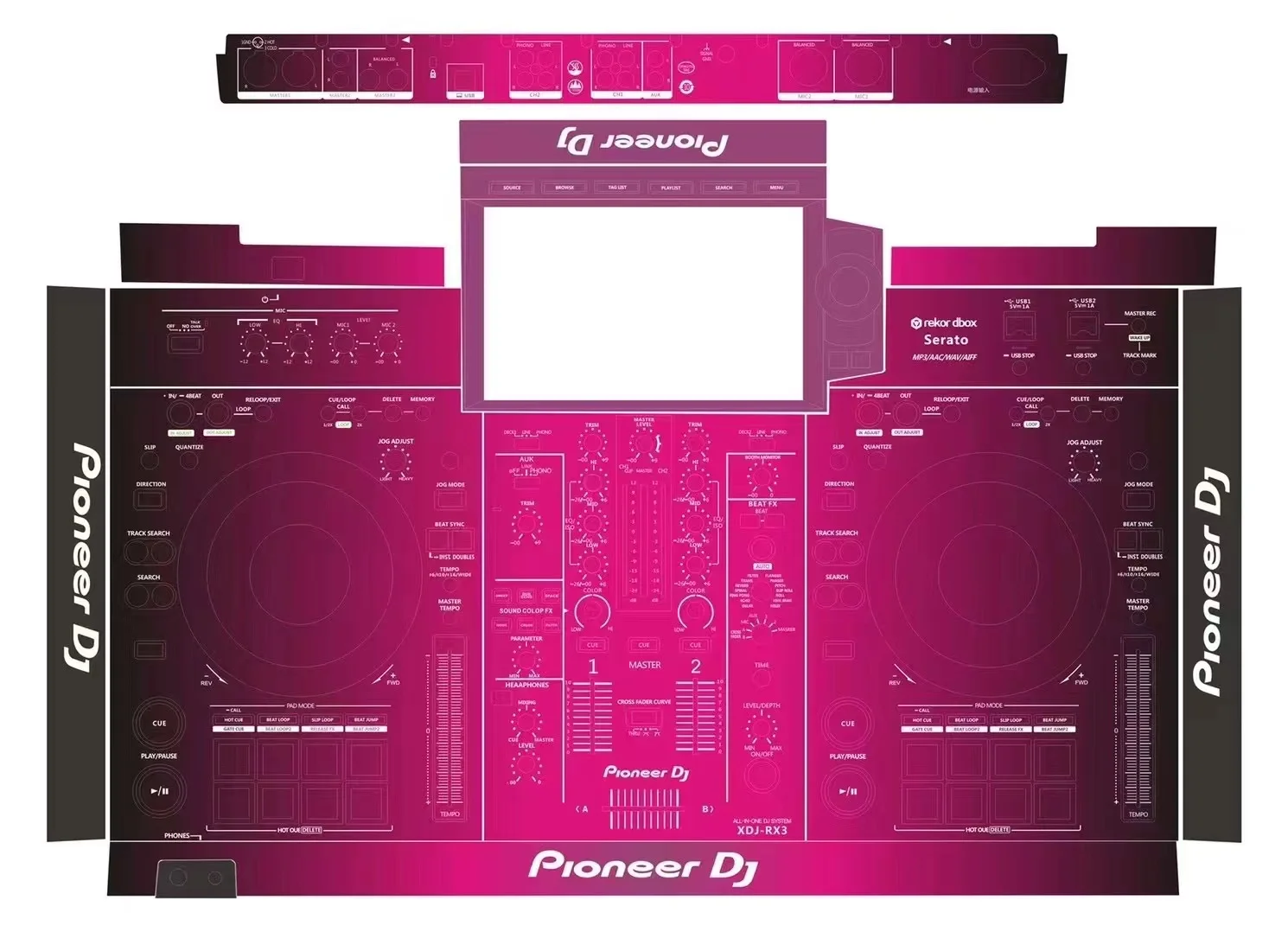 Xdj-Rx2 Rdigital Integrated Machine Dj Controller Disc Maker Panel Film Pellicola Protettiva Adesivo A Colori