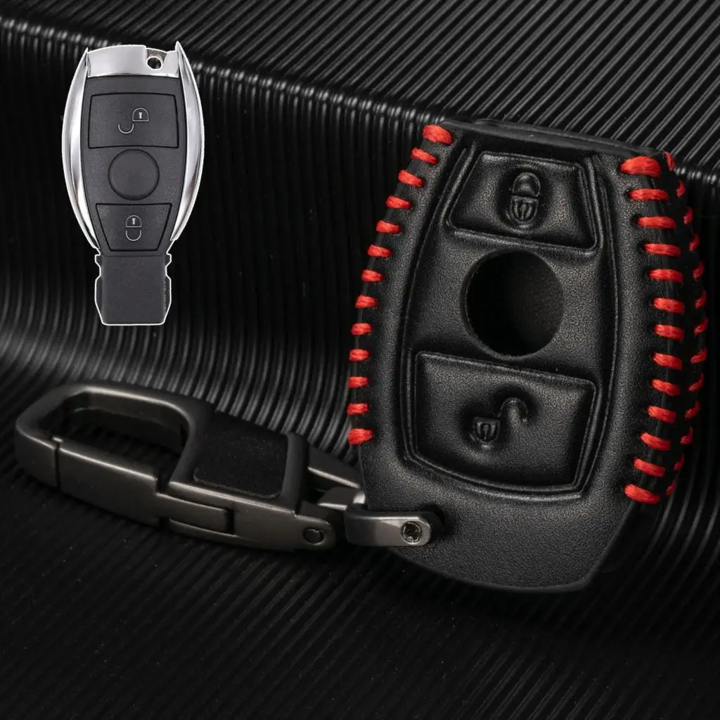 Per Mercedes Benz Cla Cls Gl Gls Gla Glk Slk Sls Amg Glc Remote Pu Leather Black Key Cover Case Holder Portachiavi Chain Ring Auto