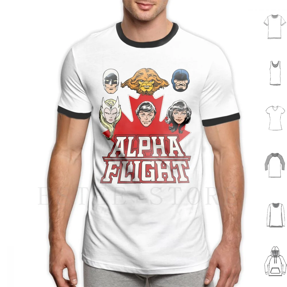 Alpha Flight Heads-Canada T Shirt Fai Da Te Big Size 100% Cotone Alpha Flight Aurora Comics Guardian Heads Mutant Northstar Retro