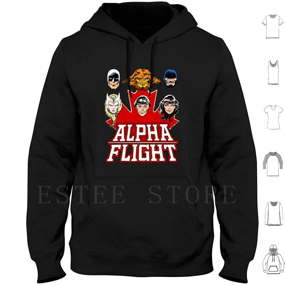 Alpha Flight Heads-Canada Felpe Con Cappuccio Manica Lunga Alpha Flight Aurora Comics Guardian Heads Mutant Northstar Retro