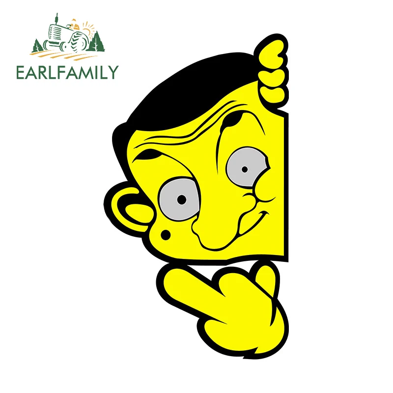 Earlfamily 13Cm X 7.4Cm Per Mr. Bean Dito Medio Peek Adesivo Per Auto Frigorifero Windows Decalcomania Vinile Caravan Divertente Car Styling