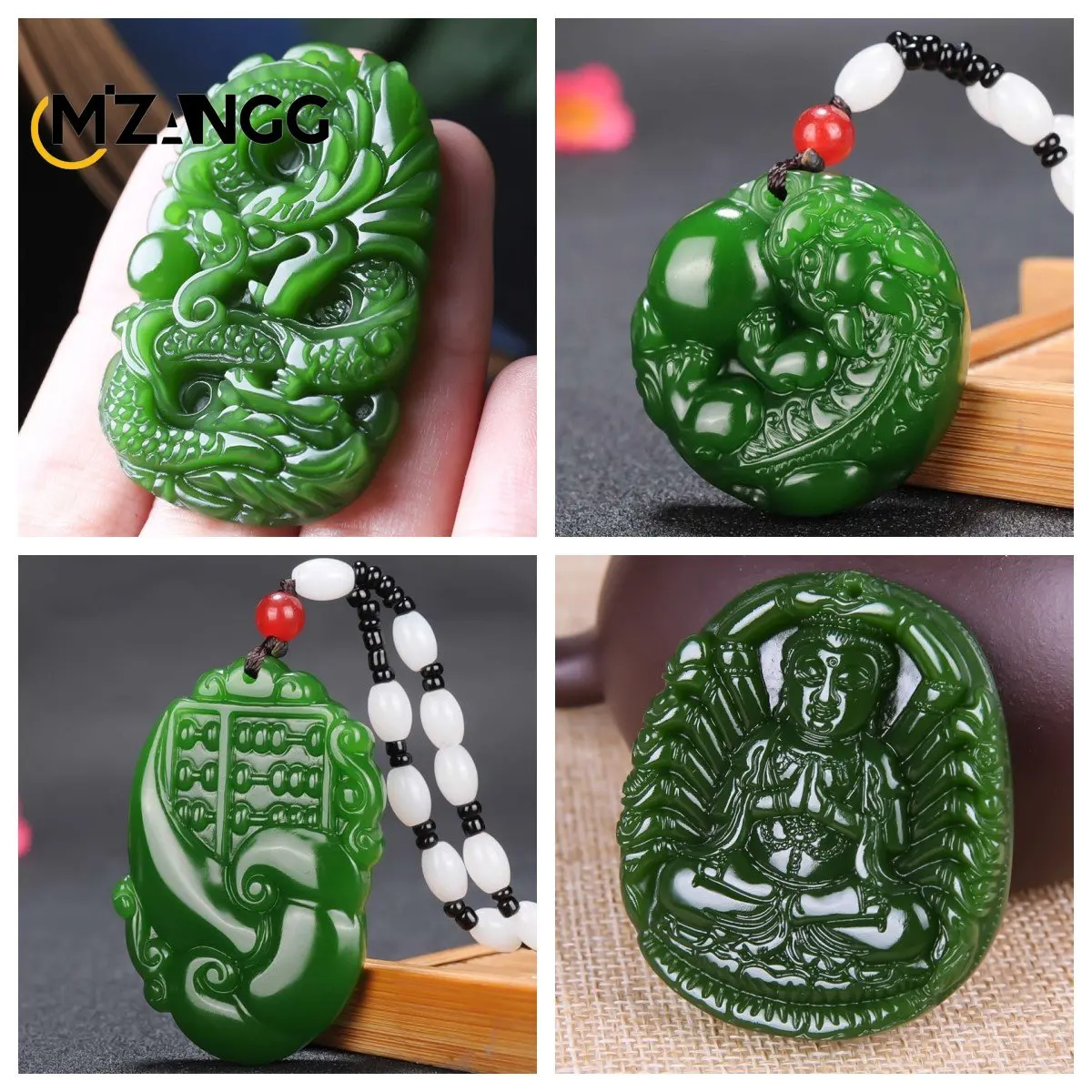Hetian Jade Jasper Green Buddha Ciondolo Pixiu Dragon Brand Collana Pendente Fashion Charm Jewelry Amuleto Fortunato Per Uomini E Donne