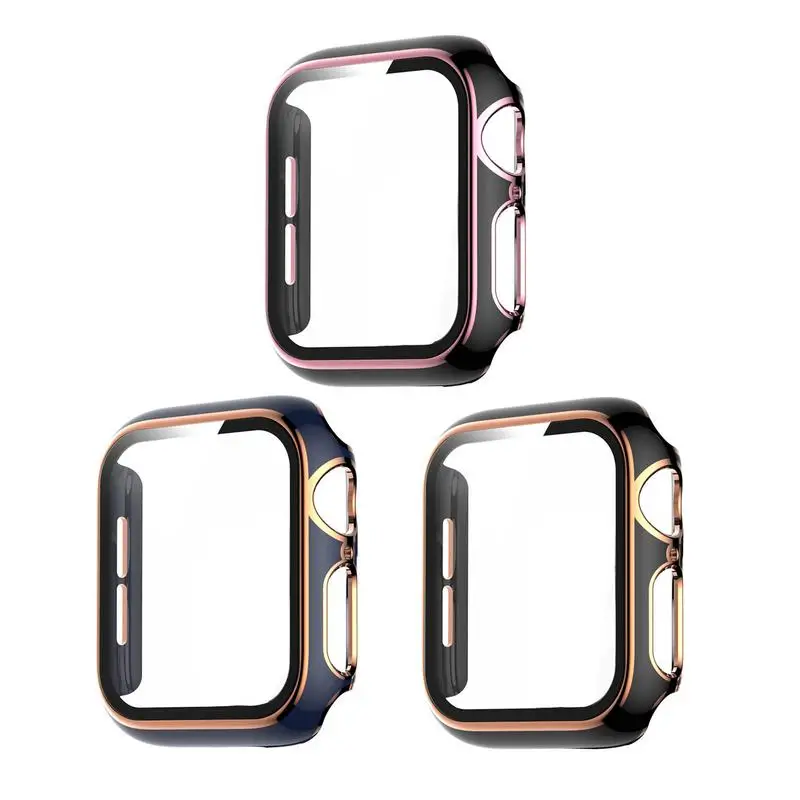 Glass + Cover Per Apple Watch Case 44Mm Screen Protector Bumper I-Watch Series 6 Se 5 4 Custodia Rigida Per Paraurti Copertura Completa Per Pc