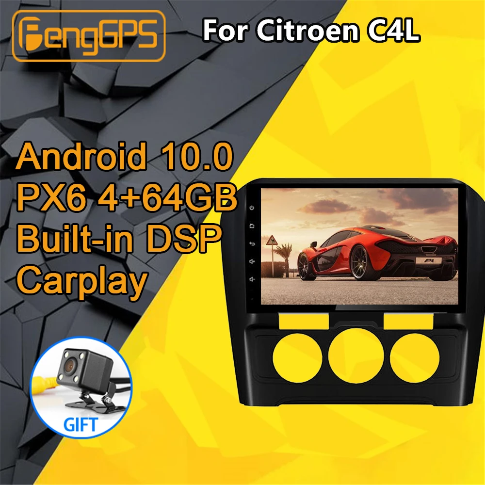 Per Citroen C4L Radio Android Car Multimedia Player Gps Navi Head Unit Autoradio Stereo Px6 Registratore Di Cassette Audio Ac Automatico