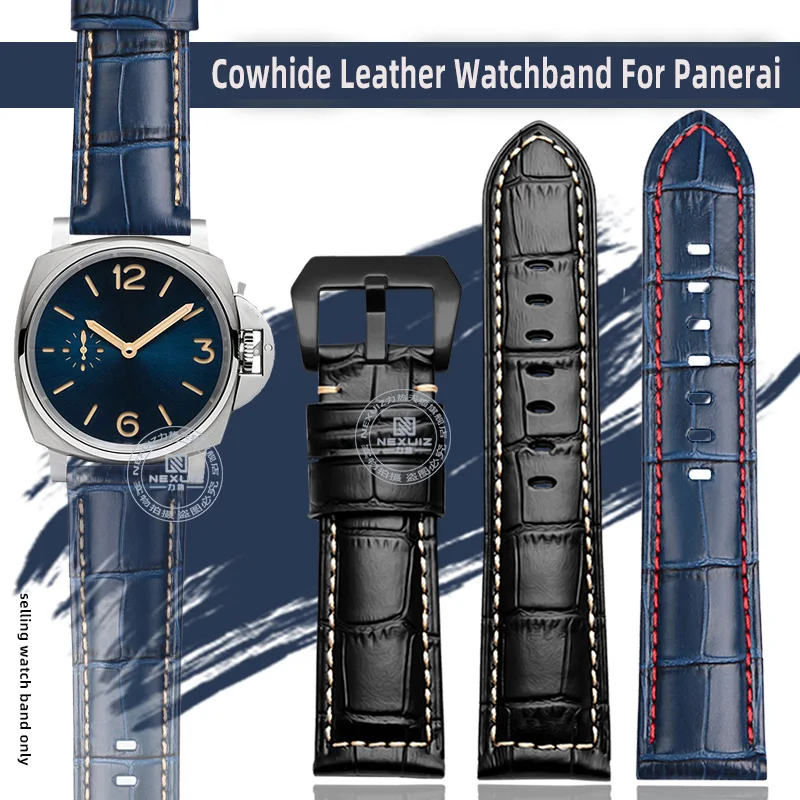 Cinturino In Pelle Di Vacchetta Per Panerai Fossil Hamilton Men Pam Watch Strap Bracciale Cinturino Con Fibbia In Acciaio Inossidabile 22Mm 24Mm 26