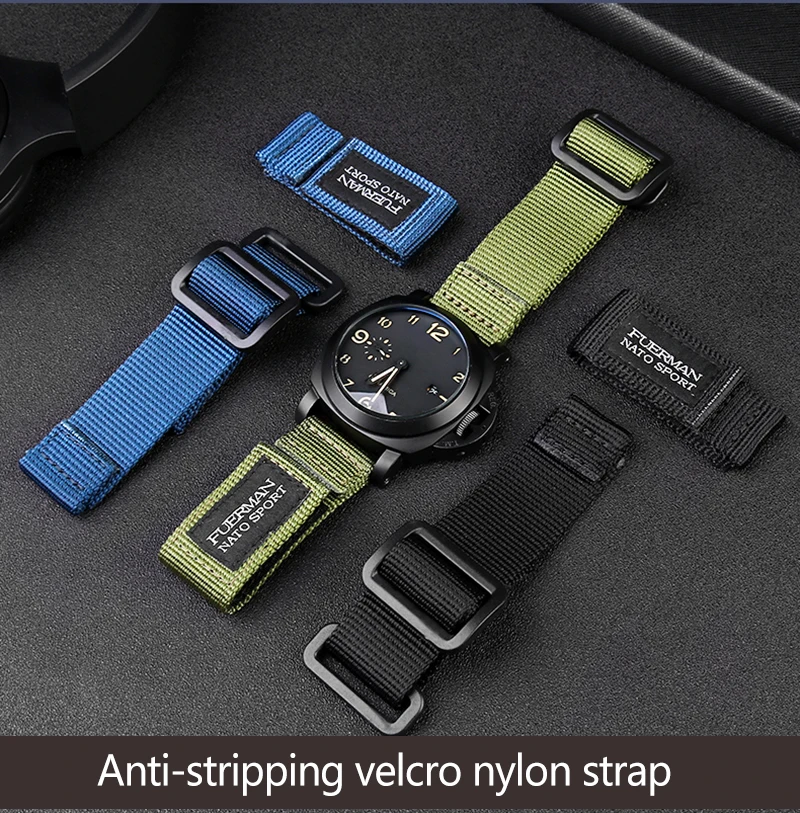 22Mm 24Mm Bracciale Nero Per Bell & Ross Panerai Hamilton Seiko Cinturino Per Orologio Rolex Cinturino Per Orologio In Tela Di Nylon Da Esterno Di Alt