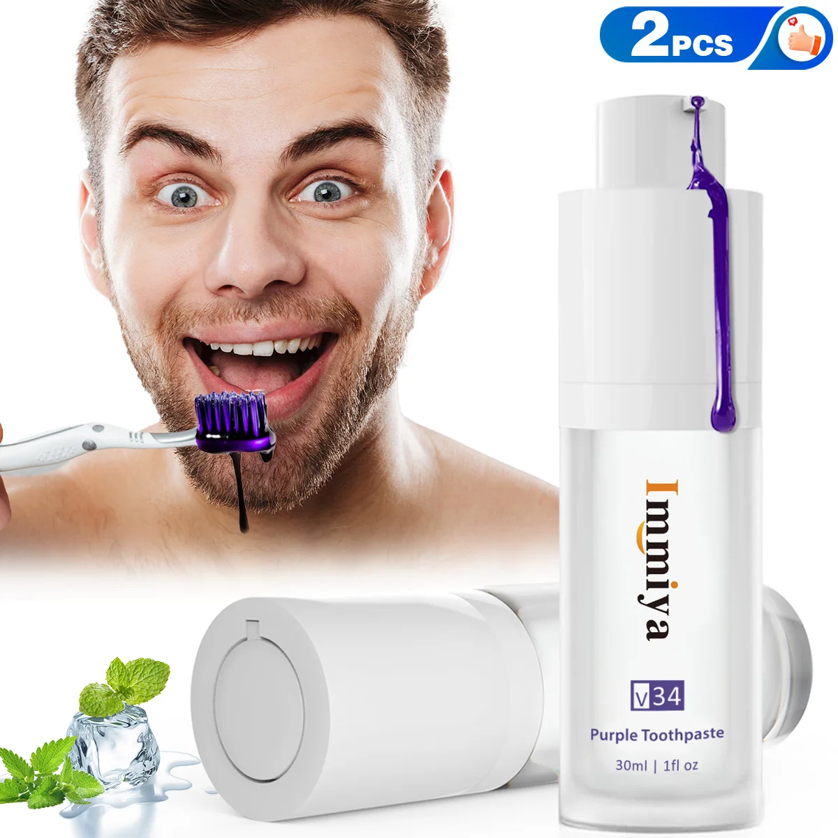 2 Pezzi Dentifricio Sbiancante Per Denti Correttore Di Colore Rinfresca L'Alito Sbianca Le Macchie Dei Denti Rimozione Delle Macchie Pulizia Dei Denti