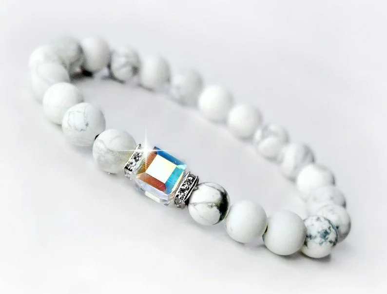Bracciale Jewel-Healing; Bracciale In Cristallo; Perlite Bianca;