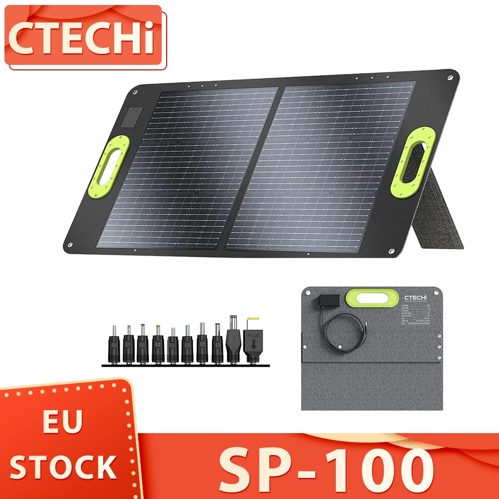 Pannello Solare Pieghevole Portatile Ctechi Sp-100 100W, Alto Tasso Di Conversione 23%, Impermeabile Ip67