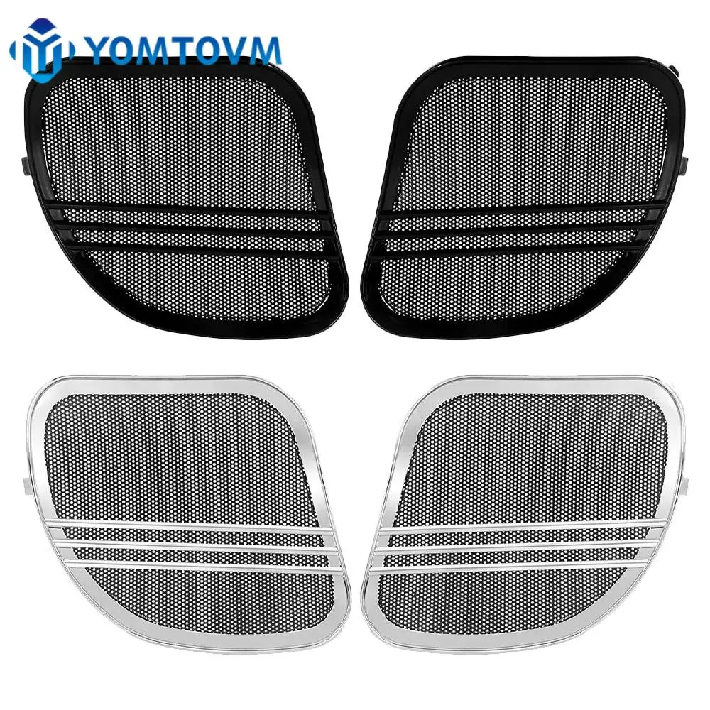 Moto Tri-Line Speaker Grill Horn Cover Trim Per Harley Road Glide 2015-2022 Black Chrome